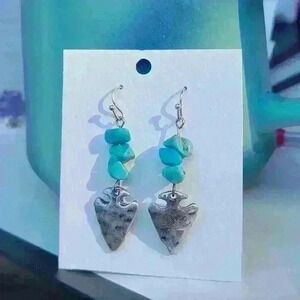 Vintage southwestern turquoise silver arrowheads earrings